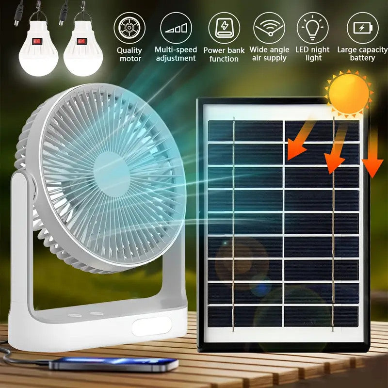 ABANICO SOLAR RECARGABLE PORTATIL