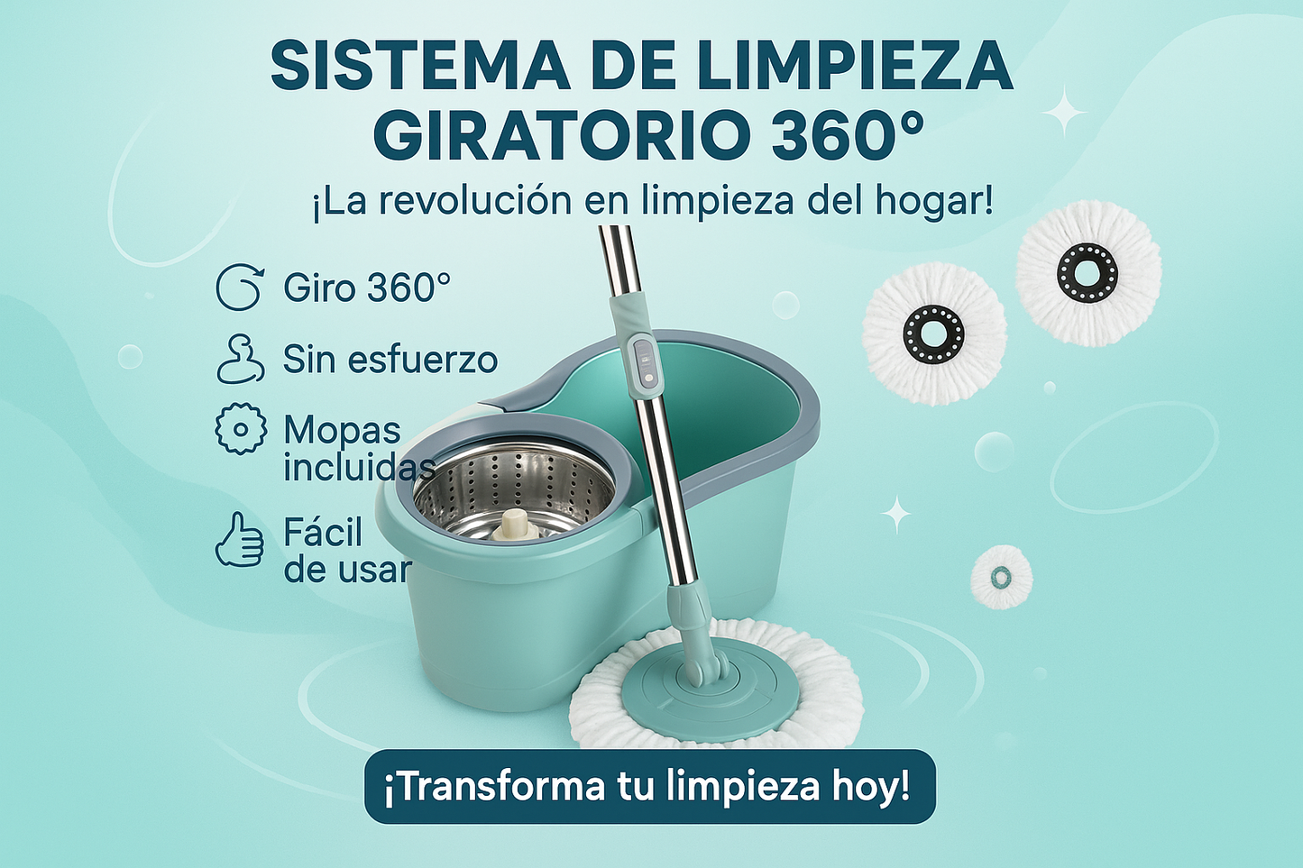 Publicidad Sistema de Limpieza Giratorio 360°