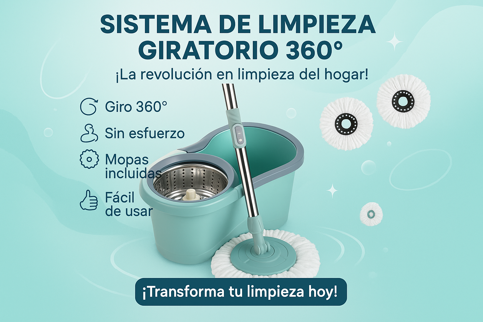 Publicidad Sistema de Limpieza Giratorio 360°